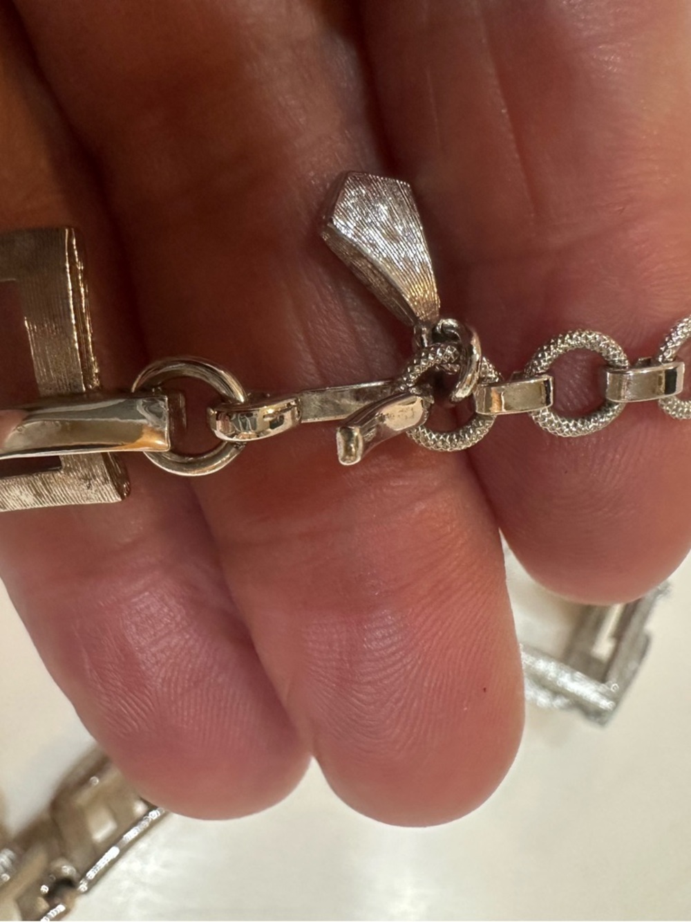 Vintage Monet Silver Tone Greek Key Link Choker Necklace | 12”-14” - Picture 6 of 13